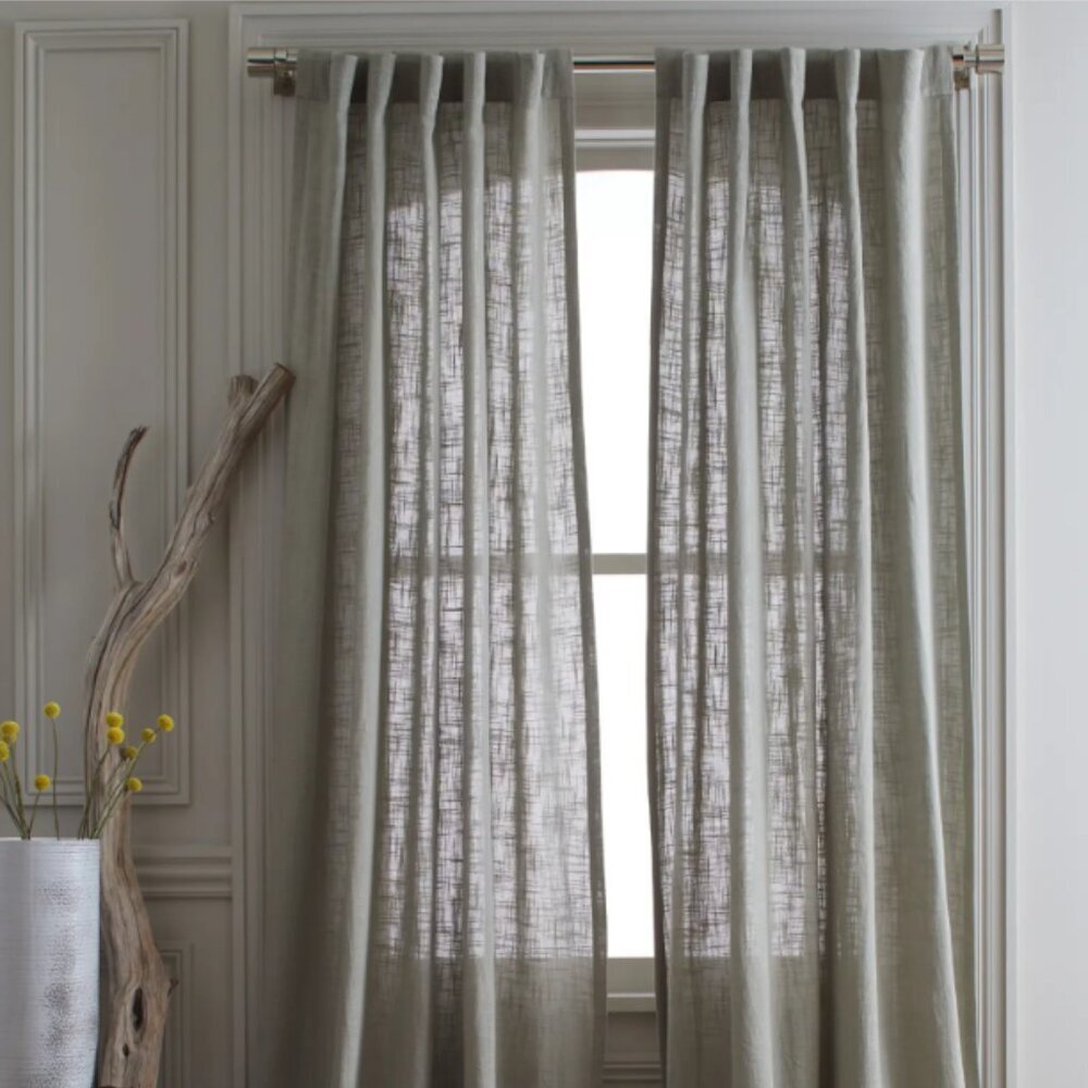NWOT QUINCE 48x108 Cotton Sheer Curtain Set (Set of 2) Grey 5⭐Customer Reviews - Picture 1 of 9